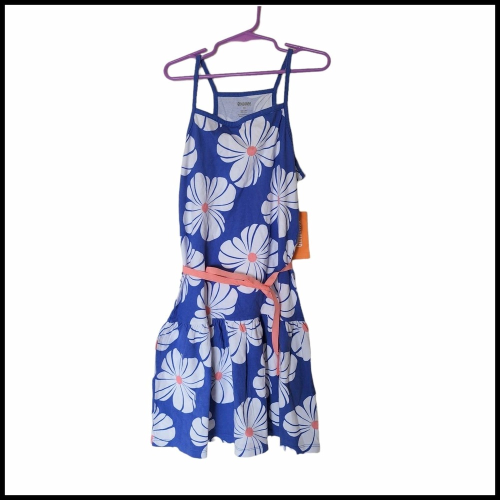 Gymboree Hop N Roll Blue Knit White Flower Dress Size 10 Girls NWT Kids